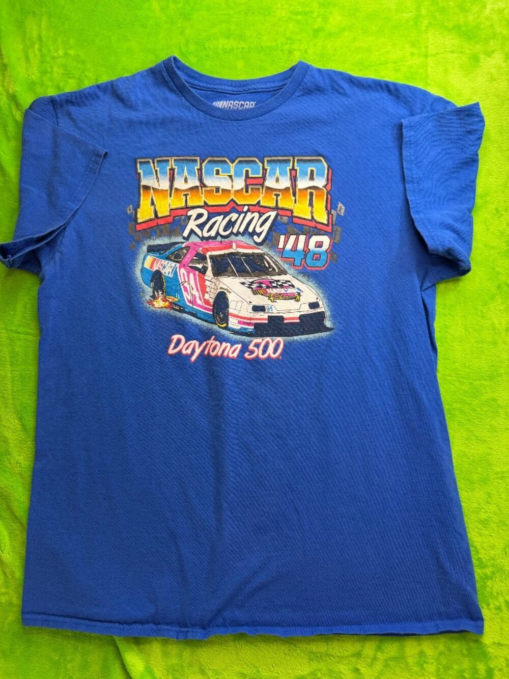 NASCAR Racing '48 Daytona 500 Graphic Tee Mens Sz L Blue